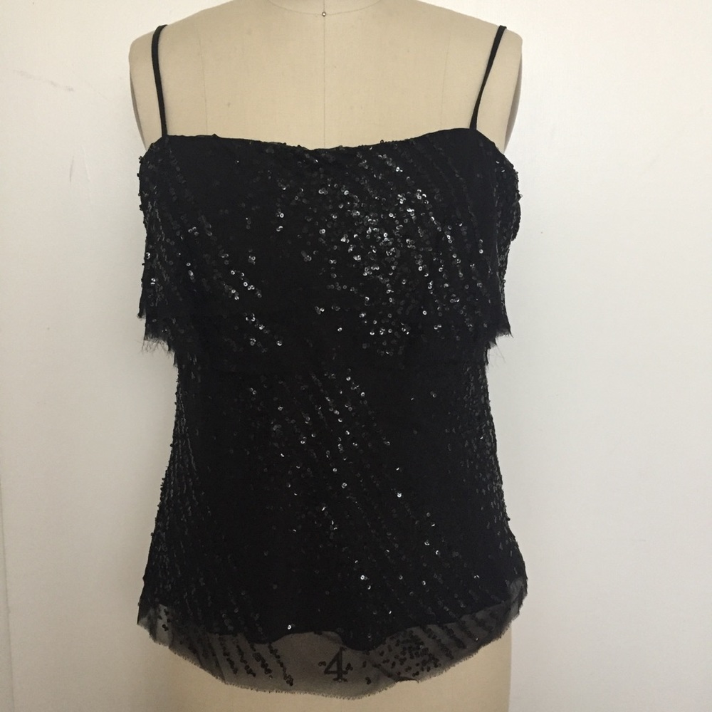 NWT ABS by Allen Schwartz Sequins Black Top